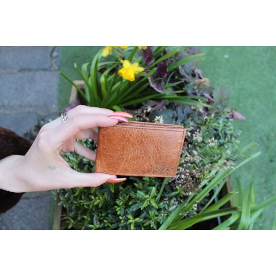 Tiny Wallet Tan Embossed
